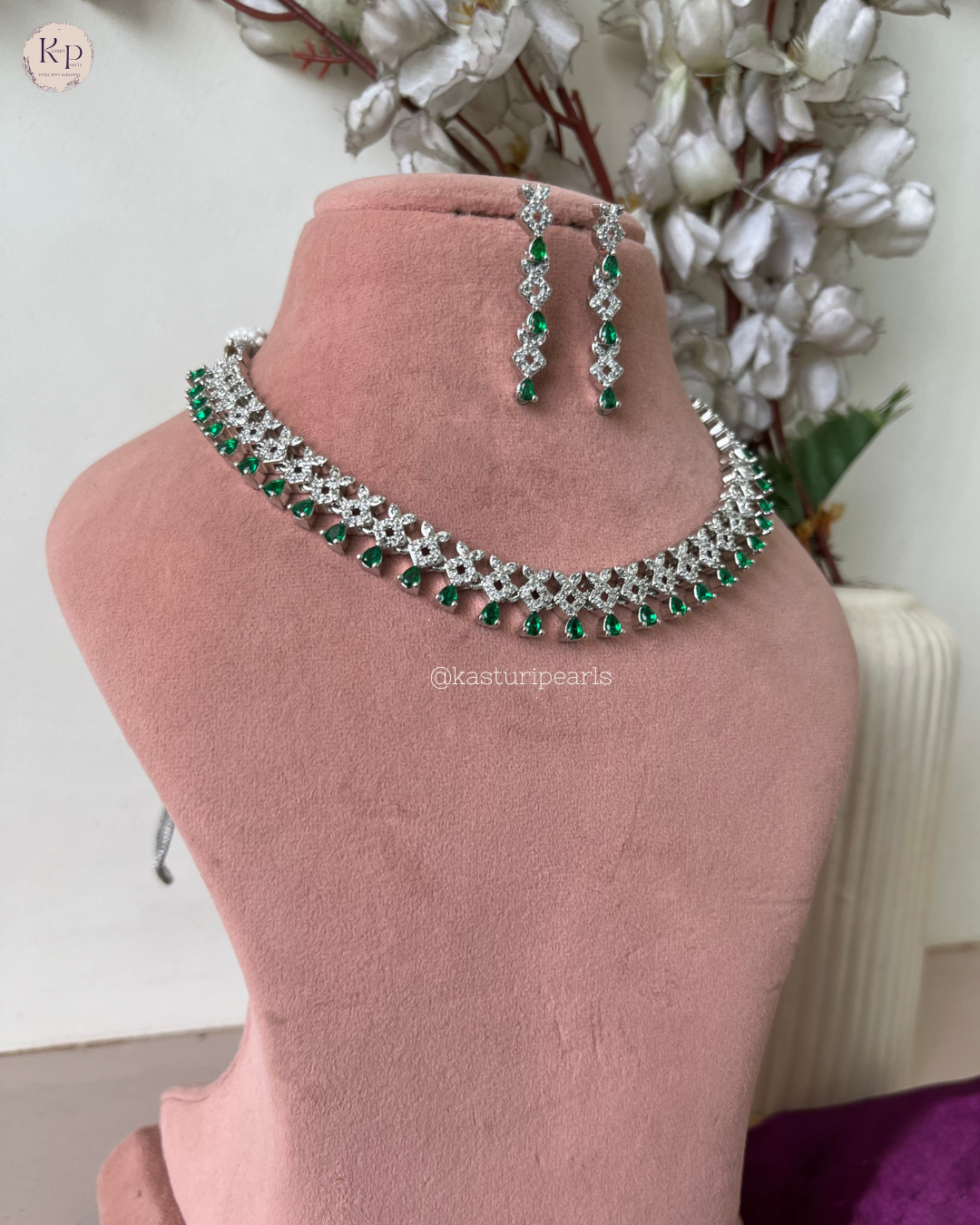 Nimisha 2.0 Green American Diamond Neckset