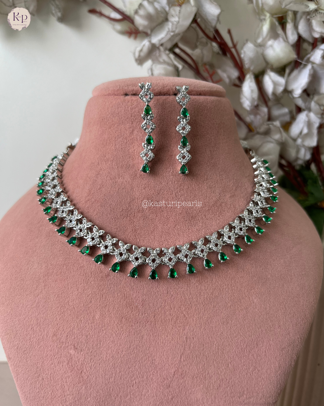 Nimisha 2.0 Green American Diamond Neckset