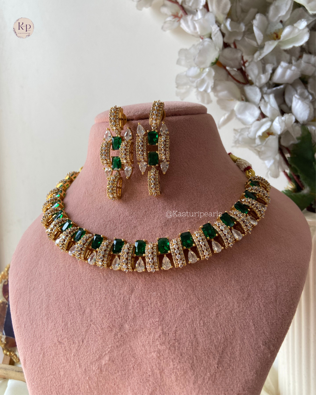 Adriti Green AD Necklace set