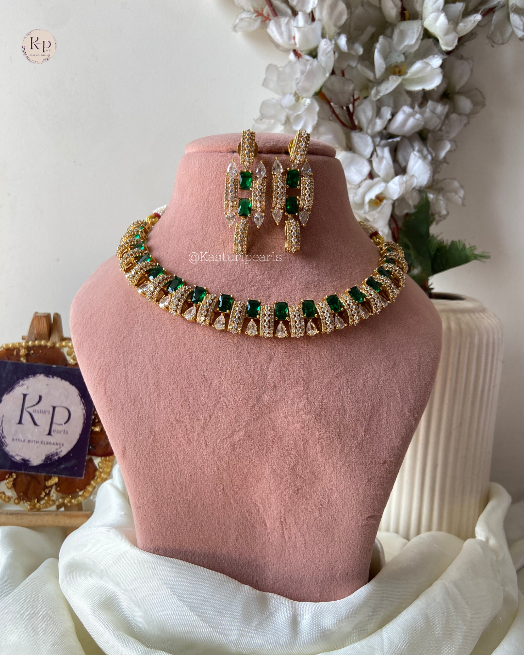 Adriti Green AD Necklace set