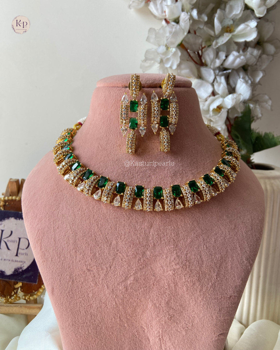 Adriti Green AD Necklace set