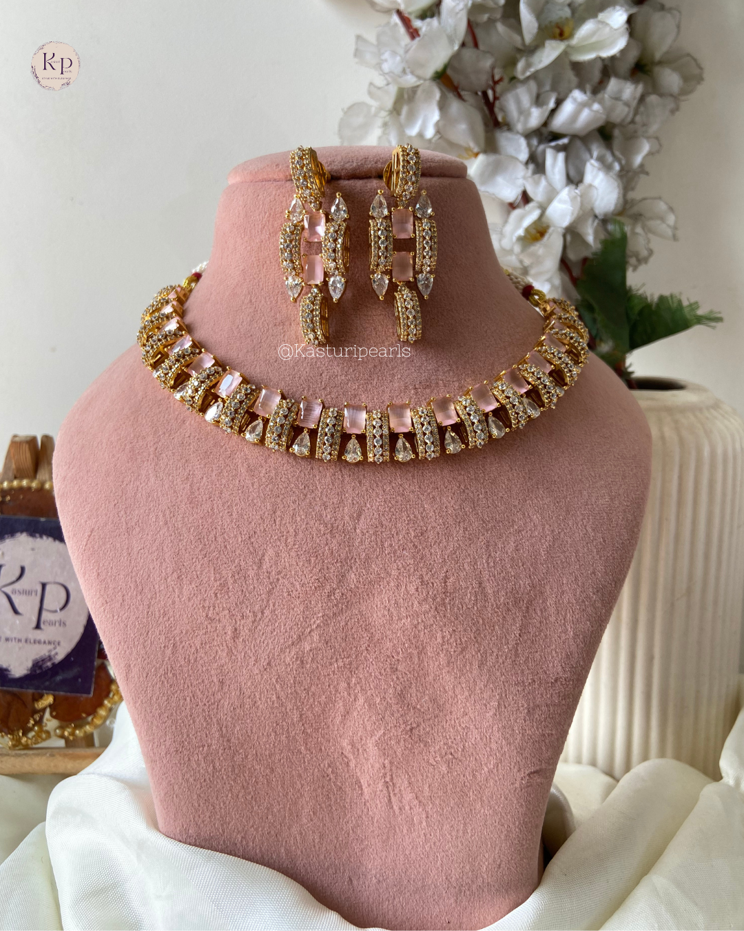 Adriti Pink AD Necklace set