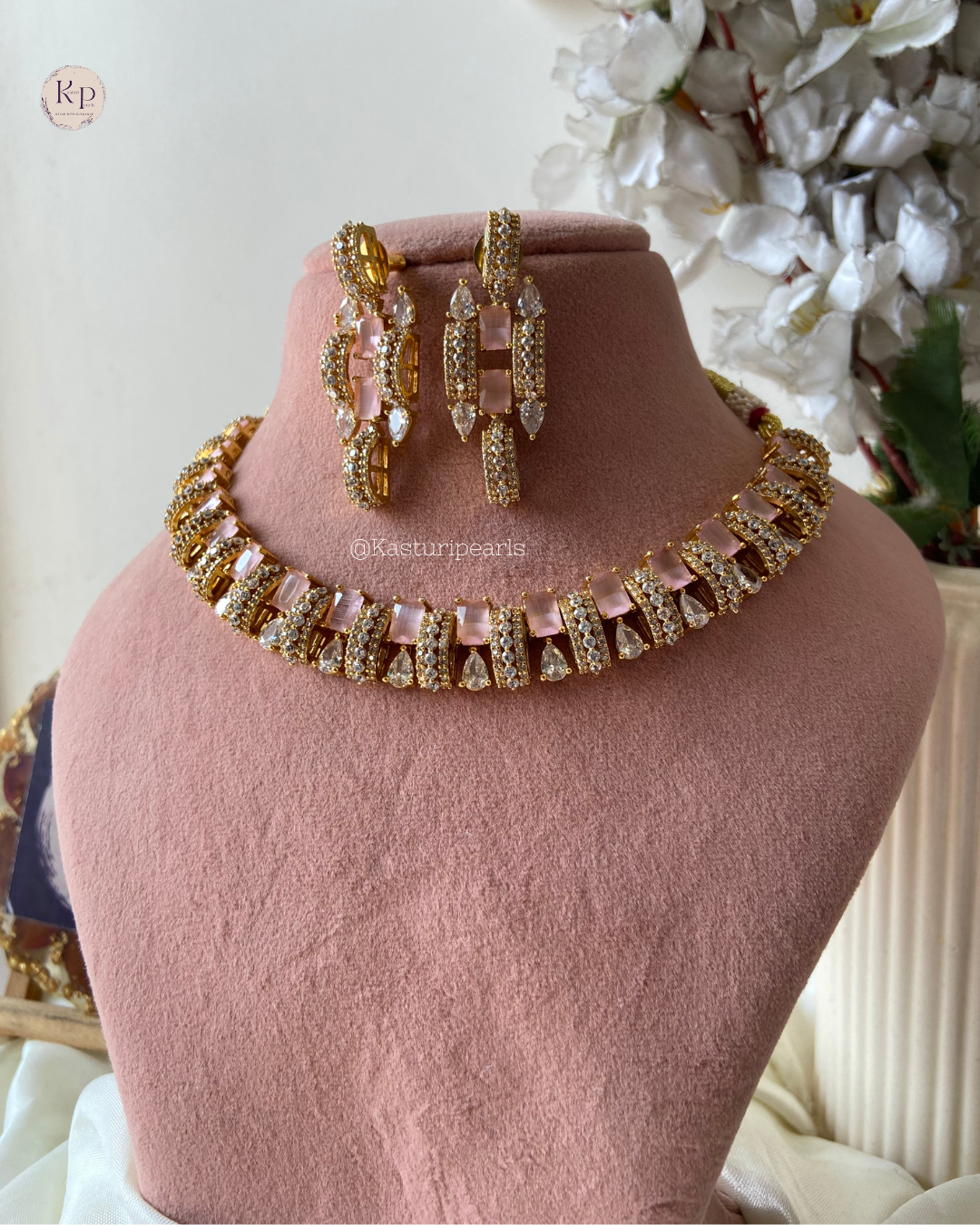 Adriti Pink AD Necklace set