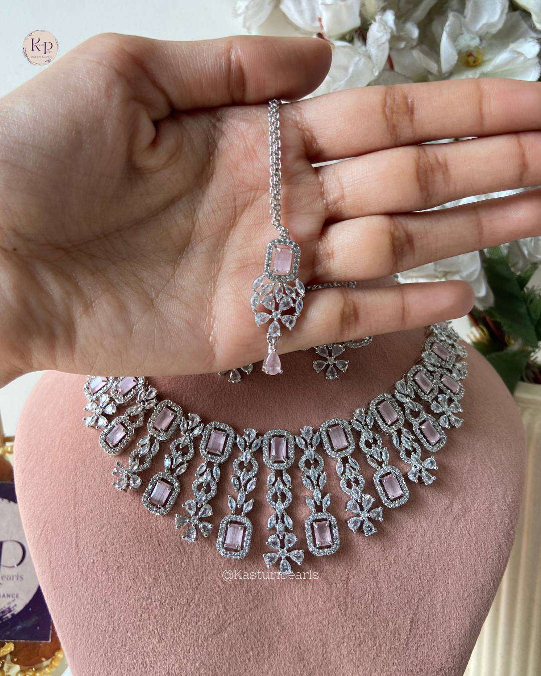 Anjana Pink AD Necklace set
