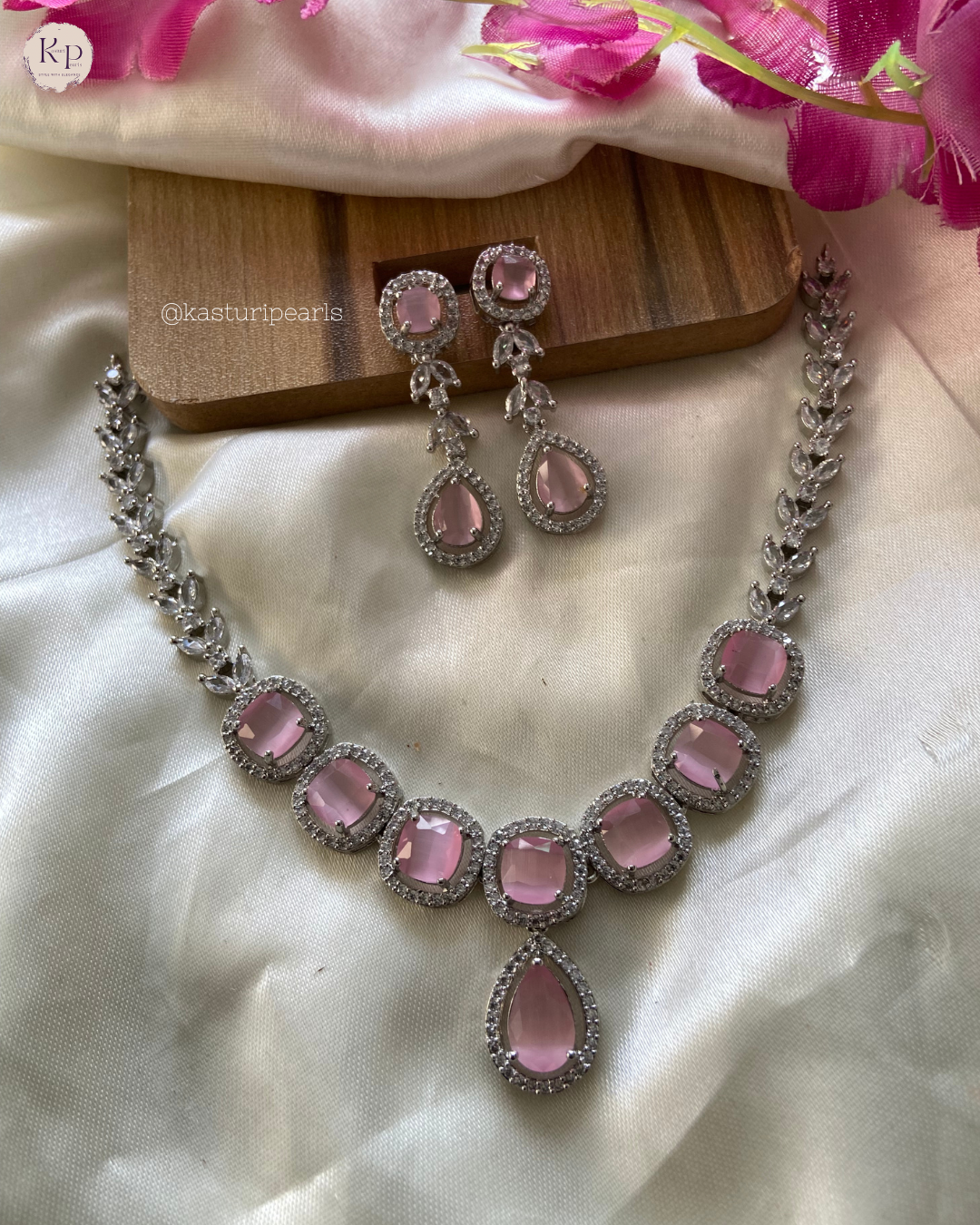 Bhavi Pink AD neckset