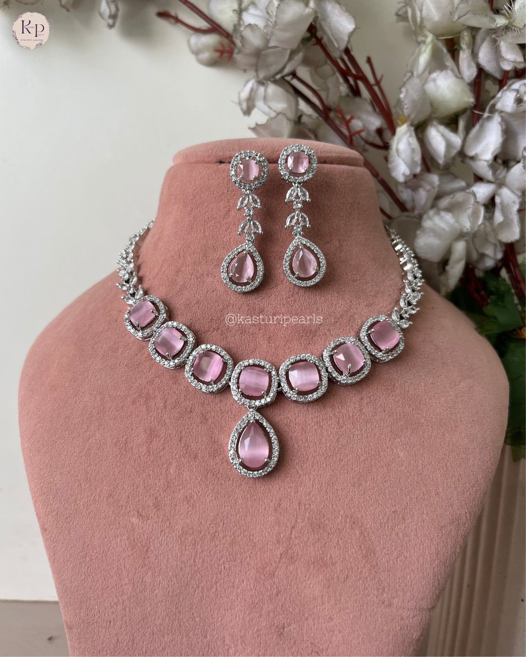 Bhavi Pink AD neckset