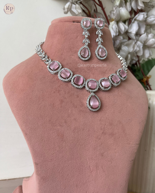 Bhavi Pink AD neckset