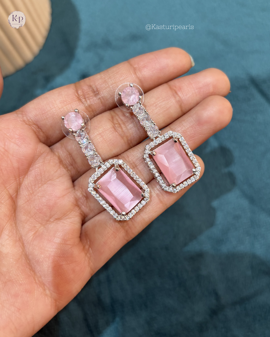 Chaitra Pink AD Earrings