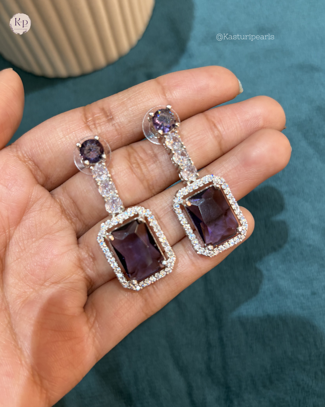 Chaitra Purple AD Earrings