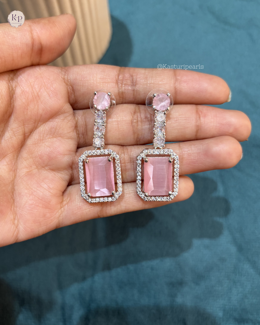 Chaitra Pink AD Earrings