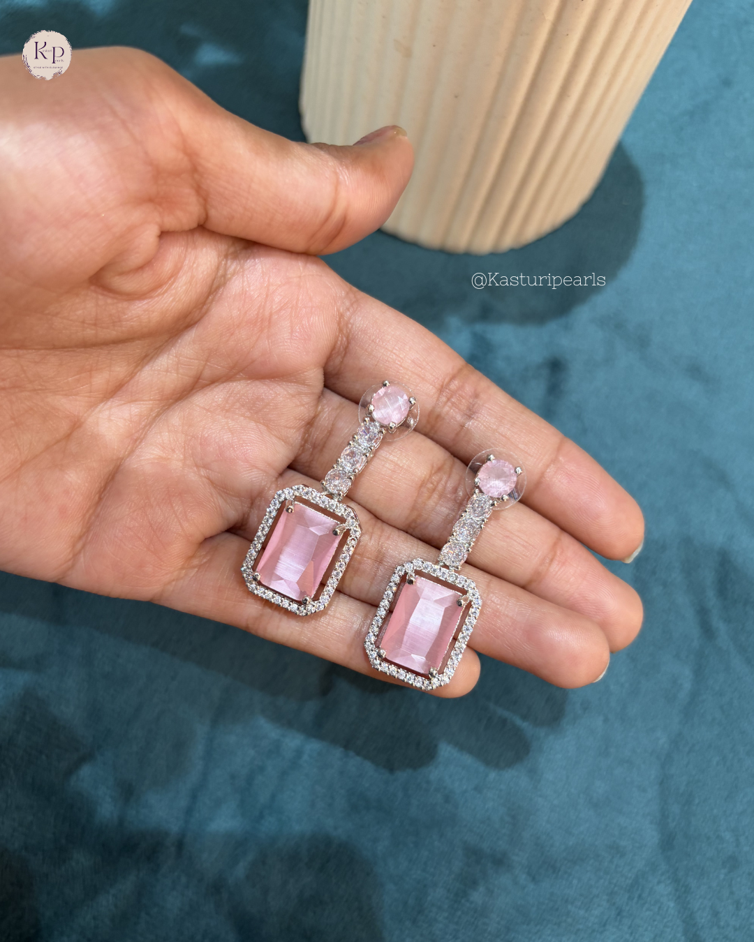 Chaitra Pink AD Earrings
