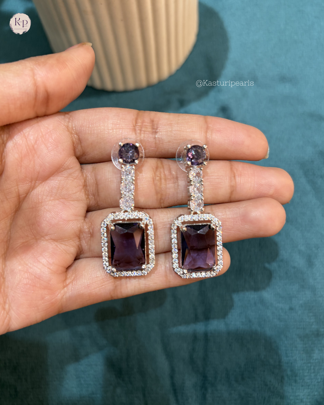 Chaitra Purple AD Earrings
