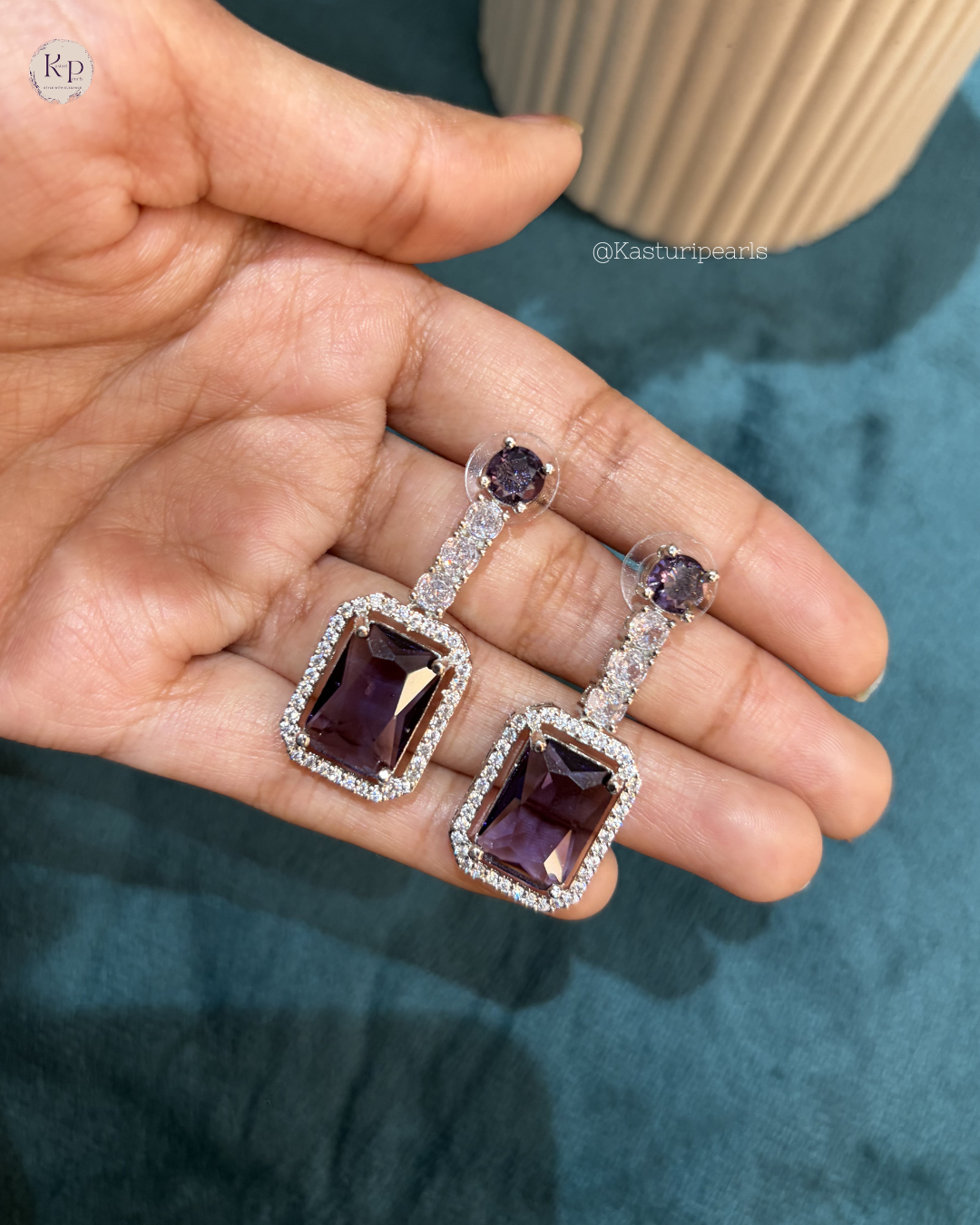 Chaitra Purple AD Earrings