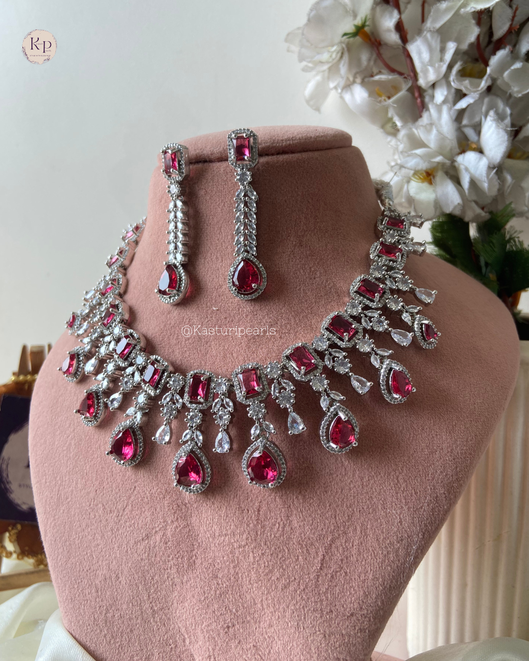 Dilkhush Ruby AD Necklace set