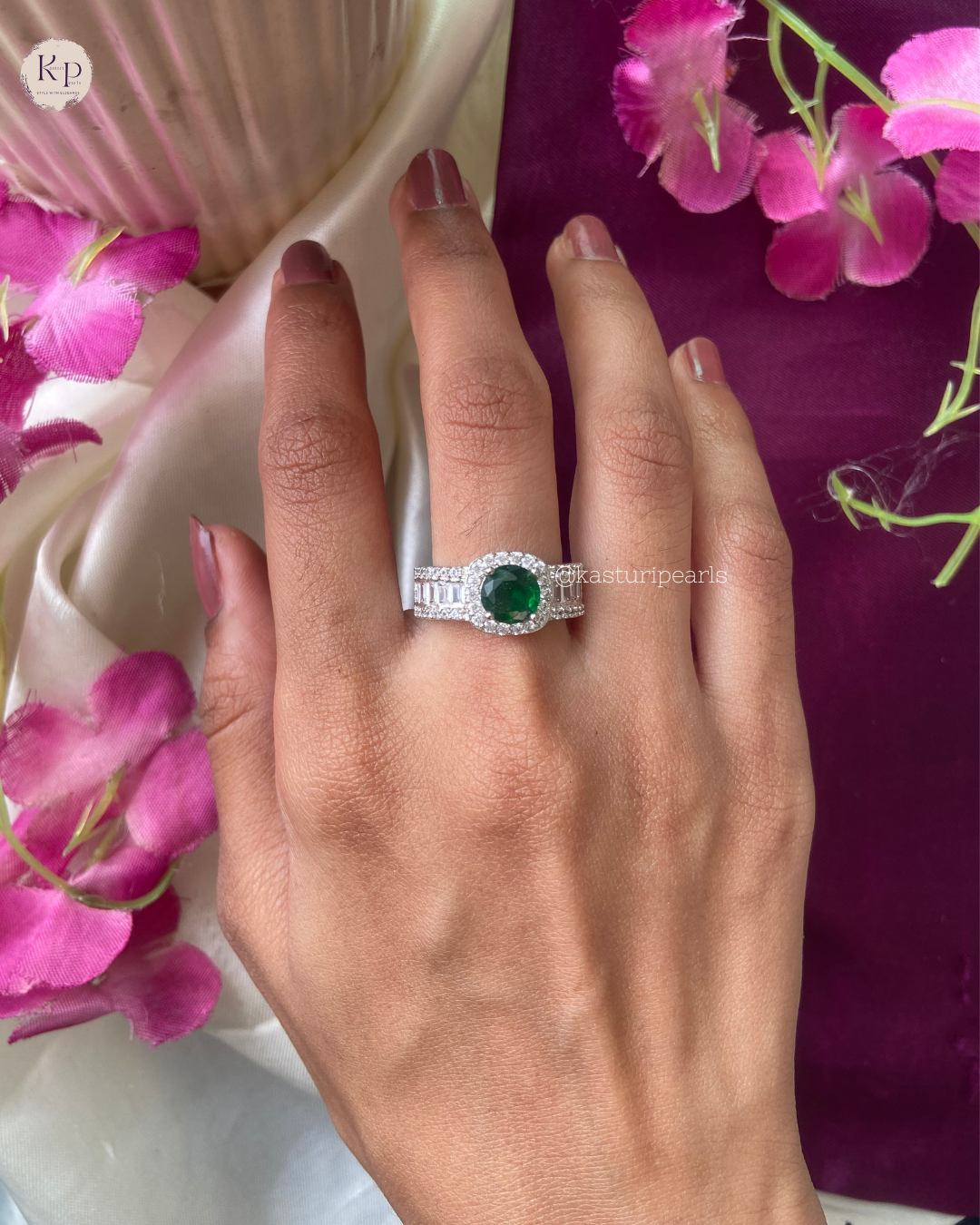 Lakshi Green American Diamond Ring