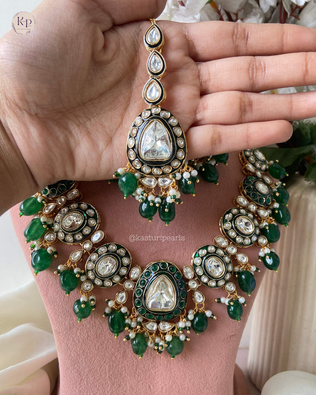 Geet Green Polki Kundan Neckset
