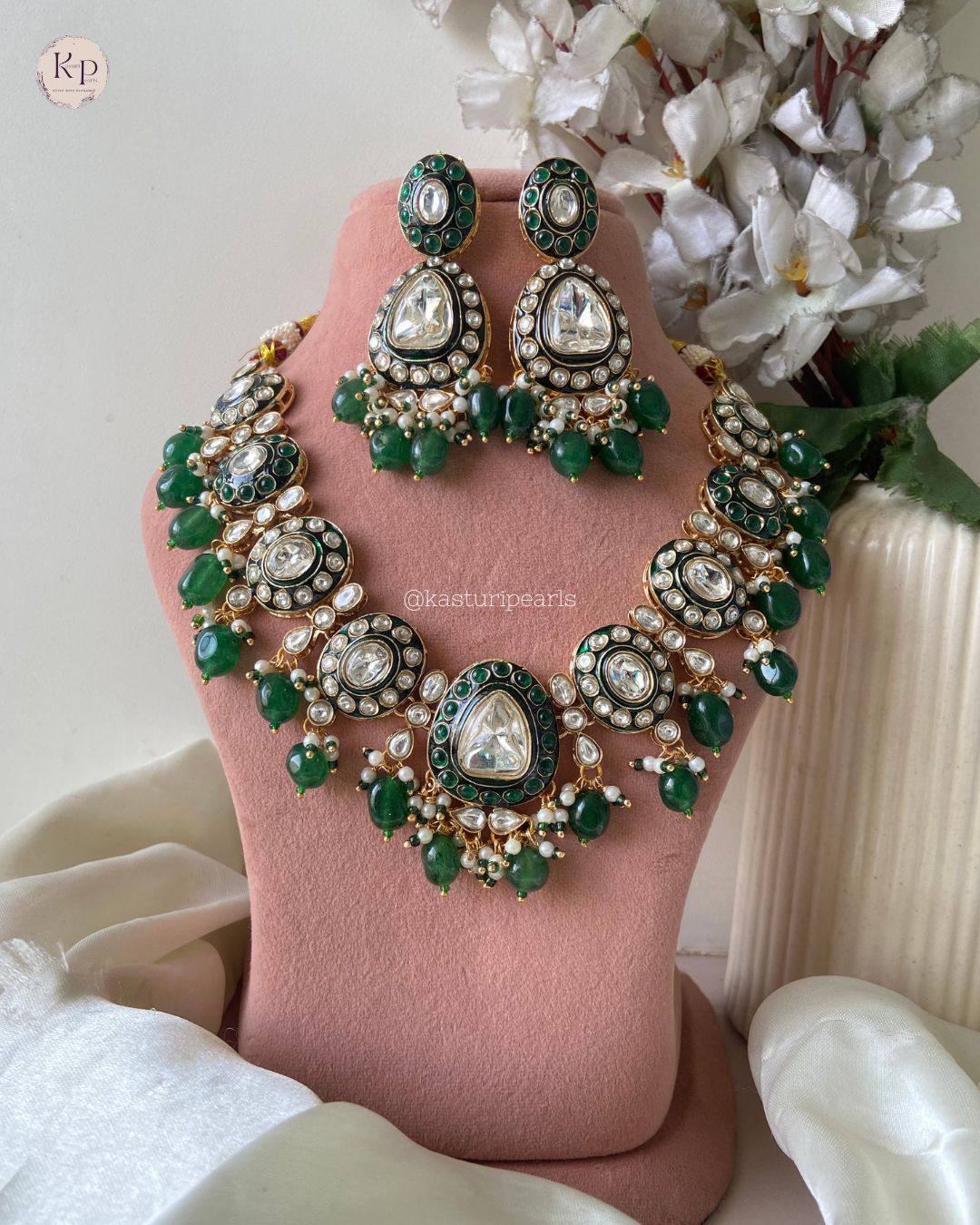 Geet Green Polki Kundan Neckset