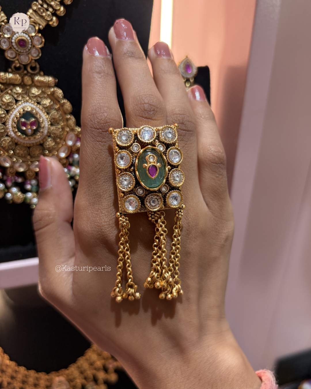 Gunjan Green Heritage Ring