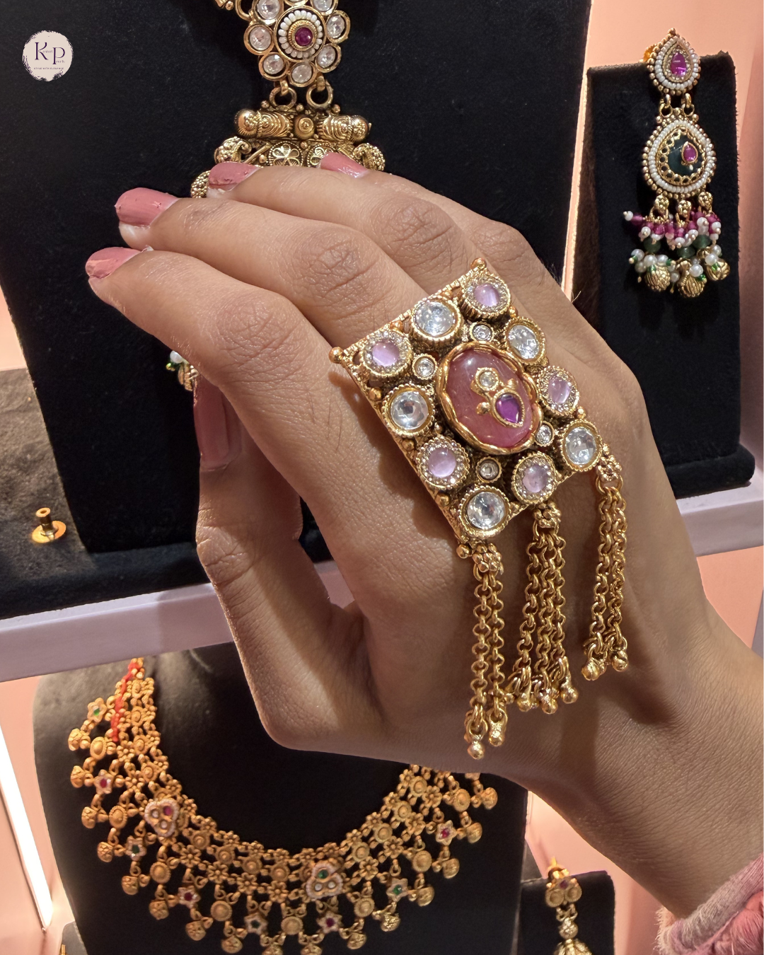 Gunjan pink Heritage Ring