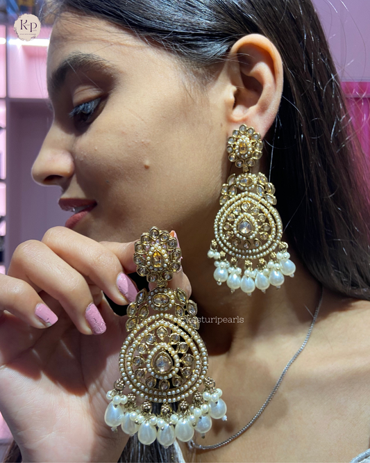 Shivanshi Ivory Reverse Polki Kundan Earrings