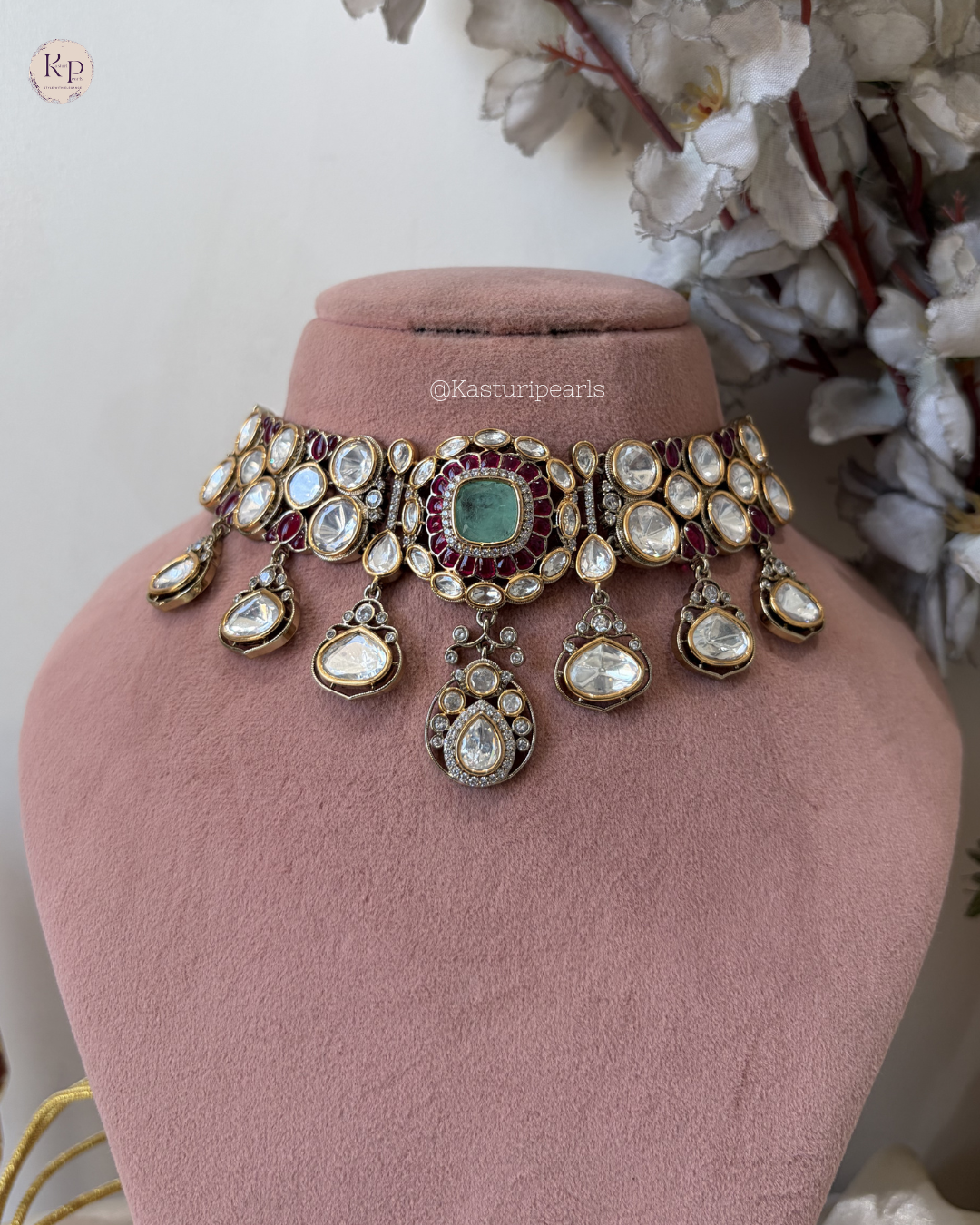 Hemali Moisannite kundan Neckset