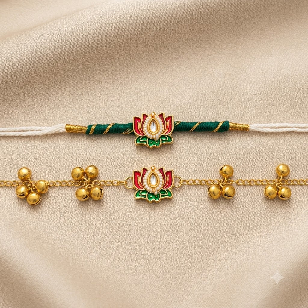 Lotus Green Rakhi combo