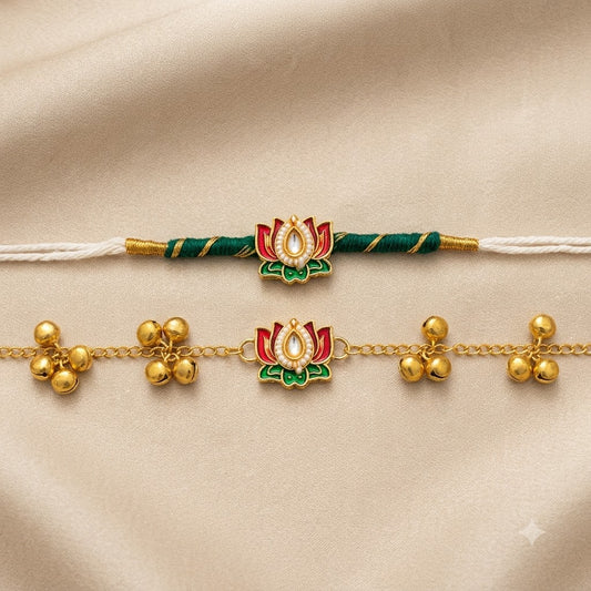 Lotus Green Rakhi combo
