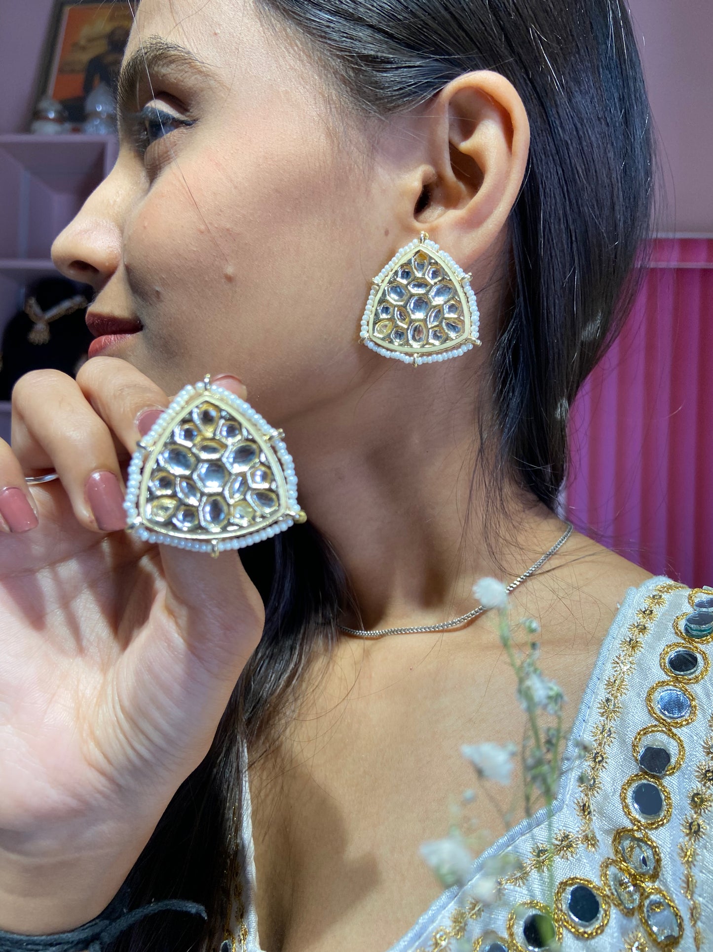 Urmila Reverse Polki Kundan Earrings