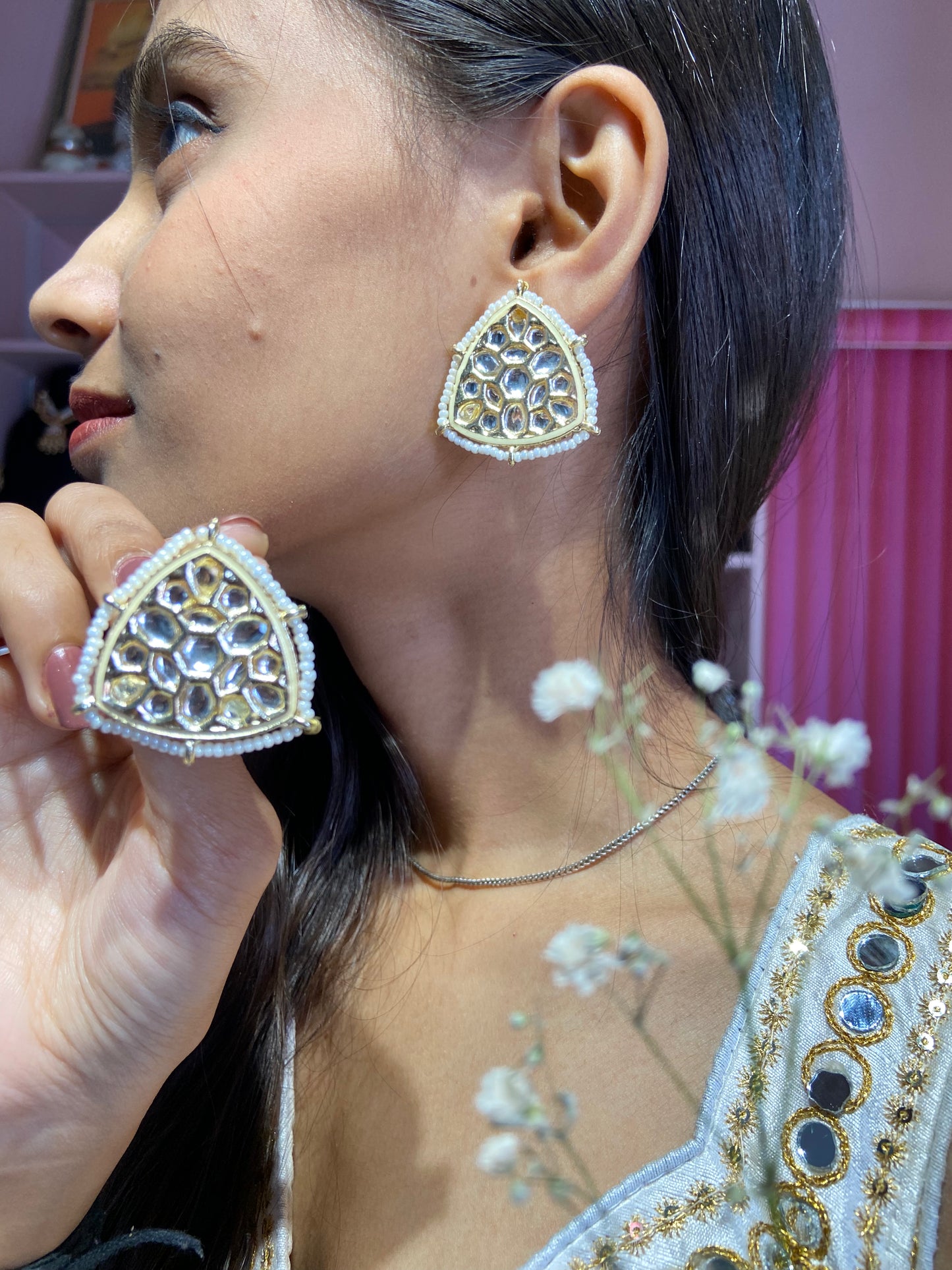 Urmila Reverse Polki Kundan Earrings