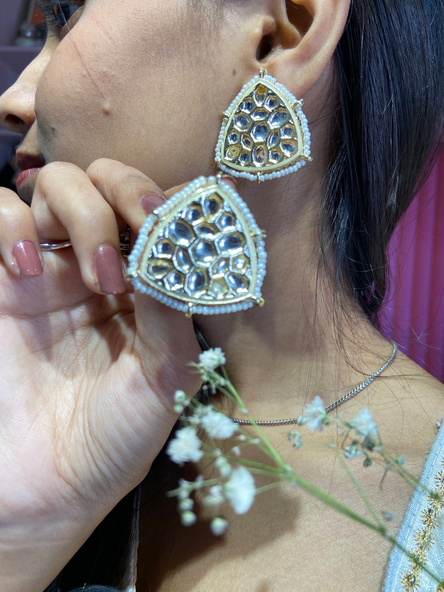 Urmila Reverse Polki Kundan Earrings