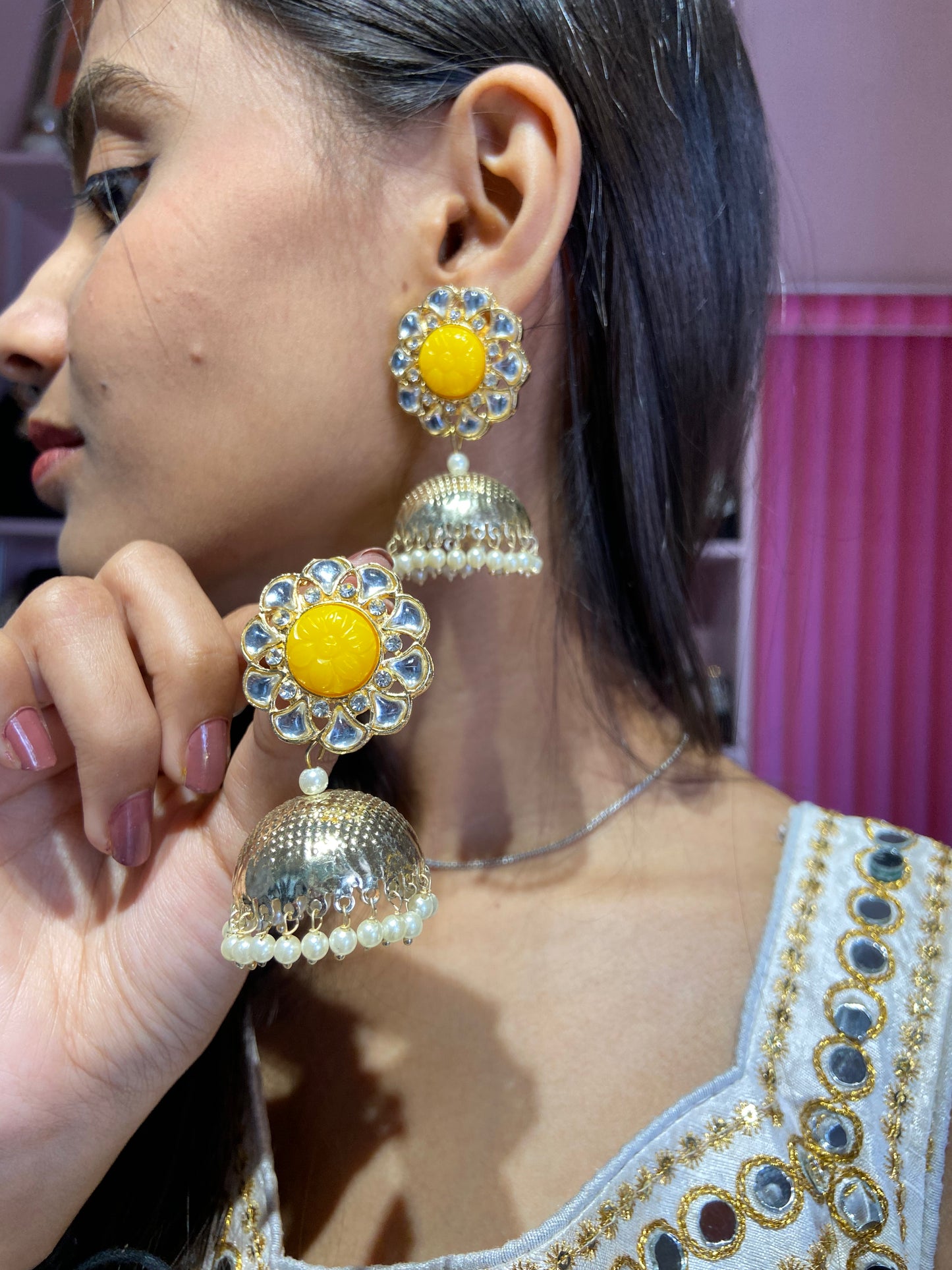 Kashmira Reverse Polki Kundan earrings