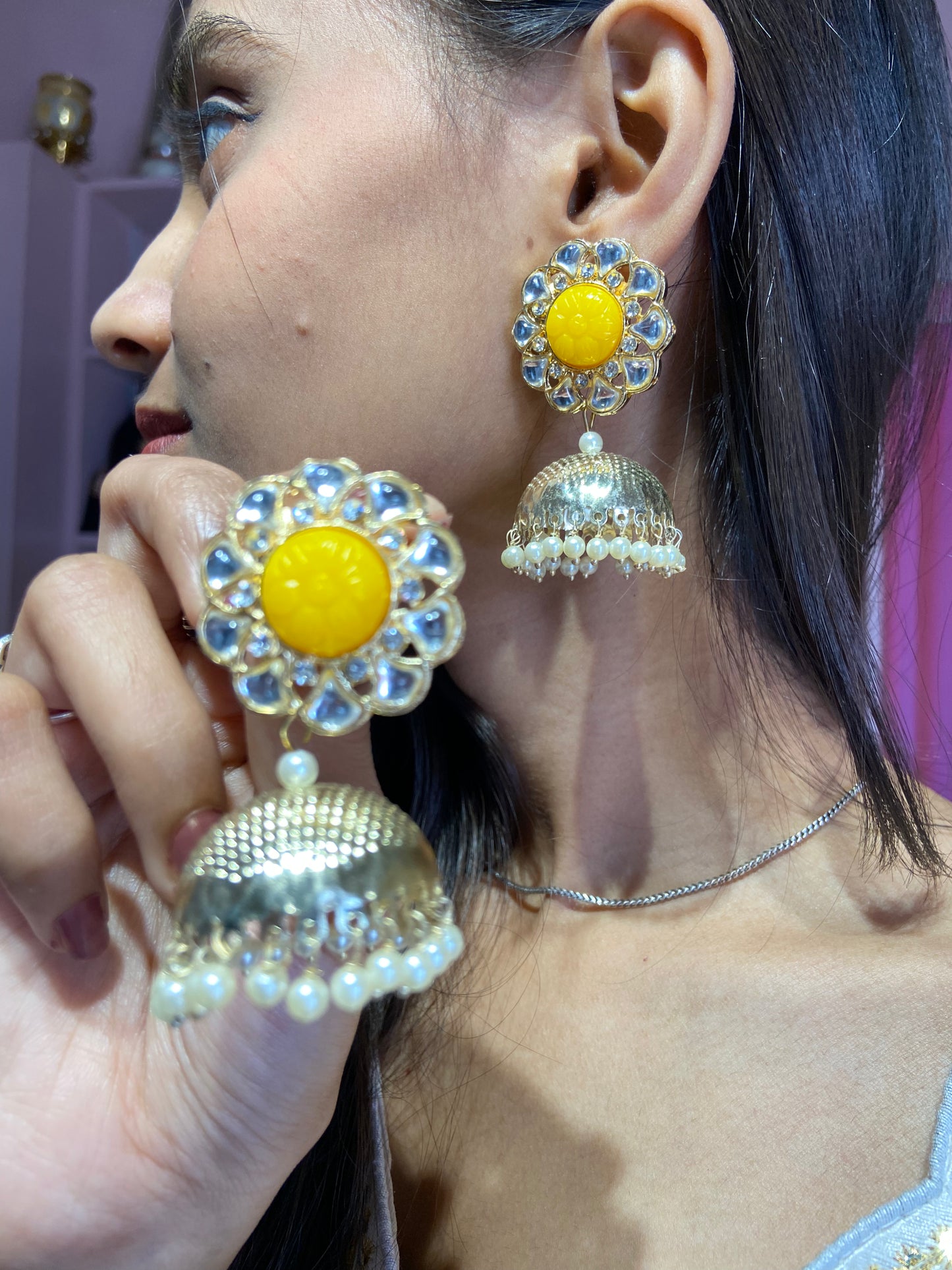 Kashmira Reverse Polki Kundan earrings