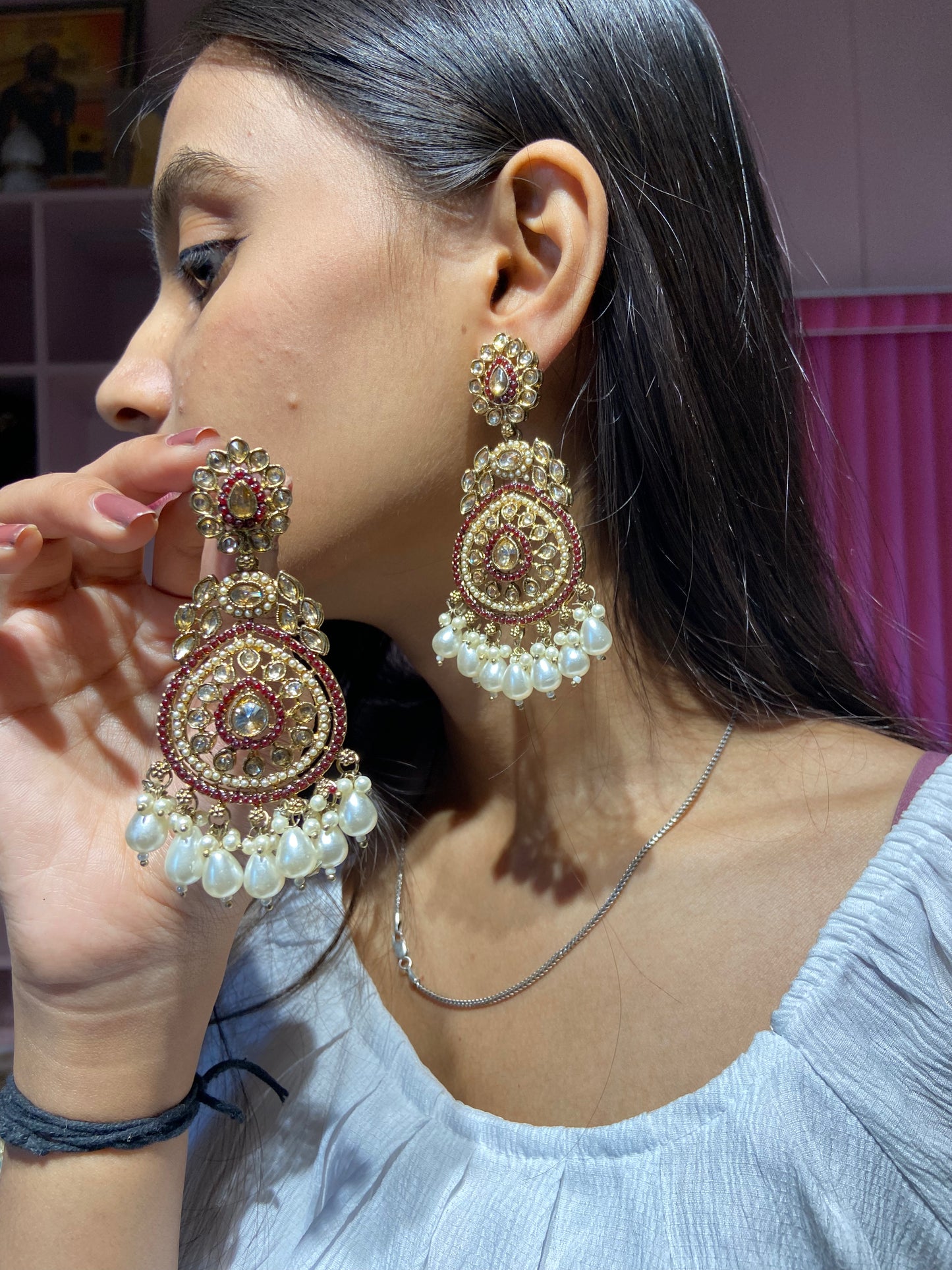 Shivanshi Reverse Polki Kundan earrings