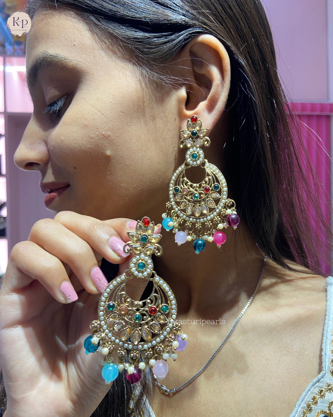 Ishani Multi Reverse Polki Kundan Earrings
