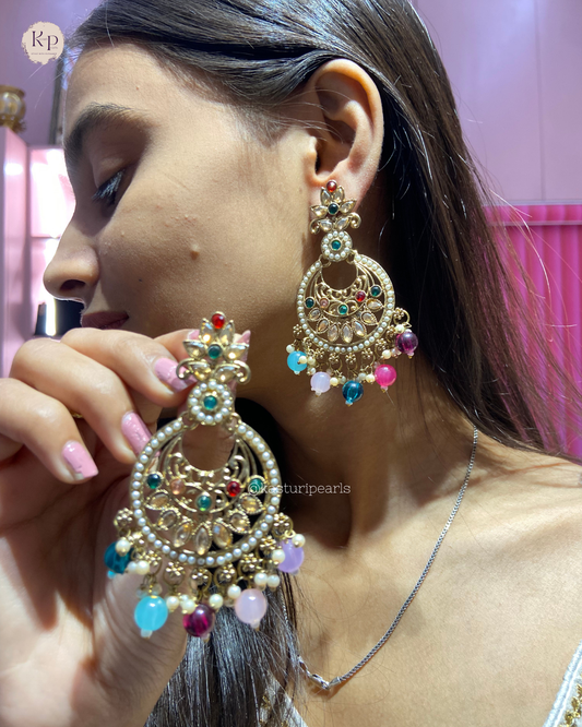 Ishani Multi Reverse Polki Kundan Earrings