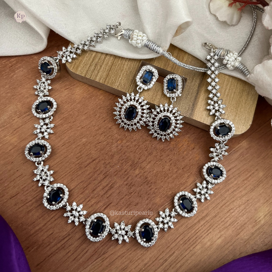Jinni Blue American Diamond Neckset