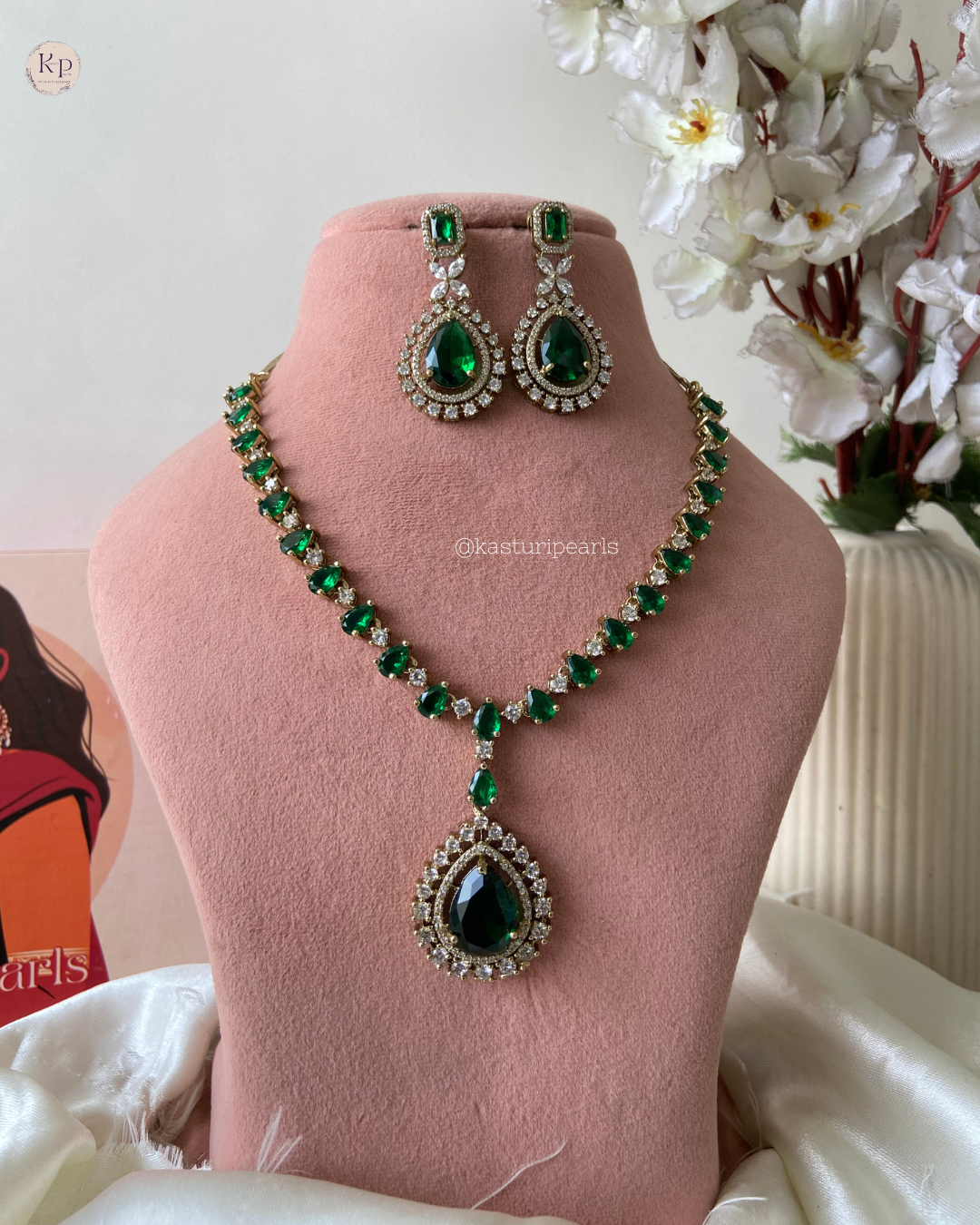 Kaamini Green AD Necklace set