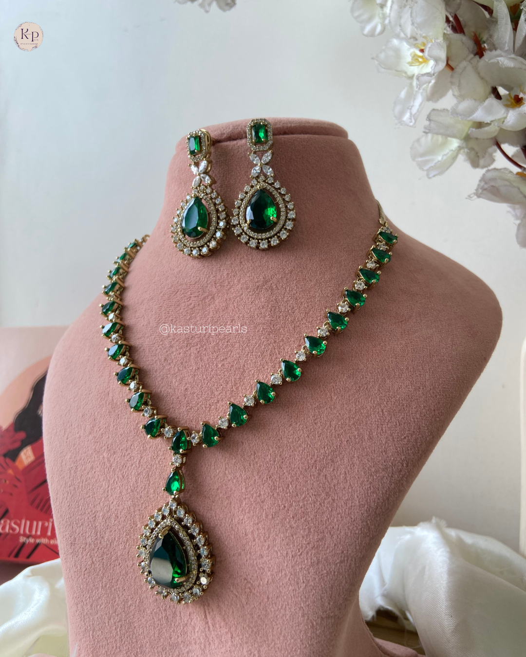 Kaamini Green AD Necklace set