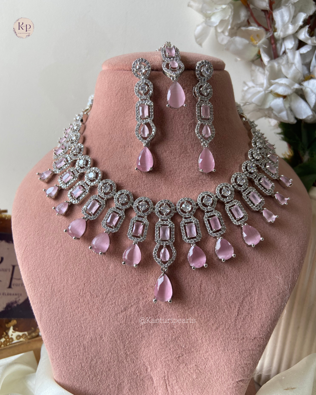 Kartika Pink AD Necklace set