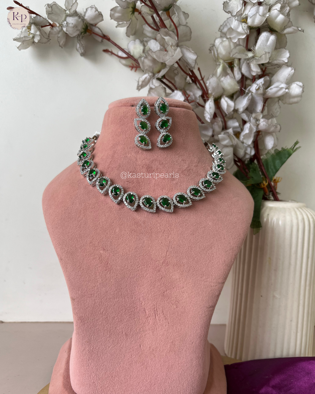 Kaveri Green American diamond Neckset