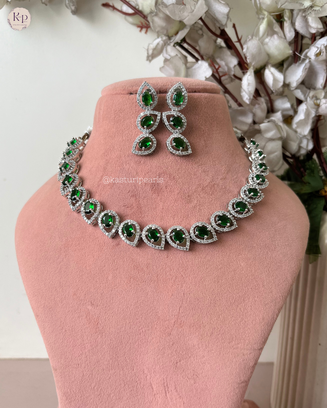 Kaveri Green American diamond Neckset
