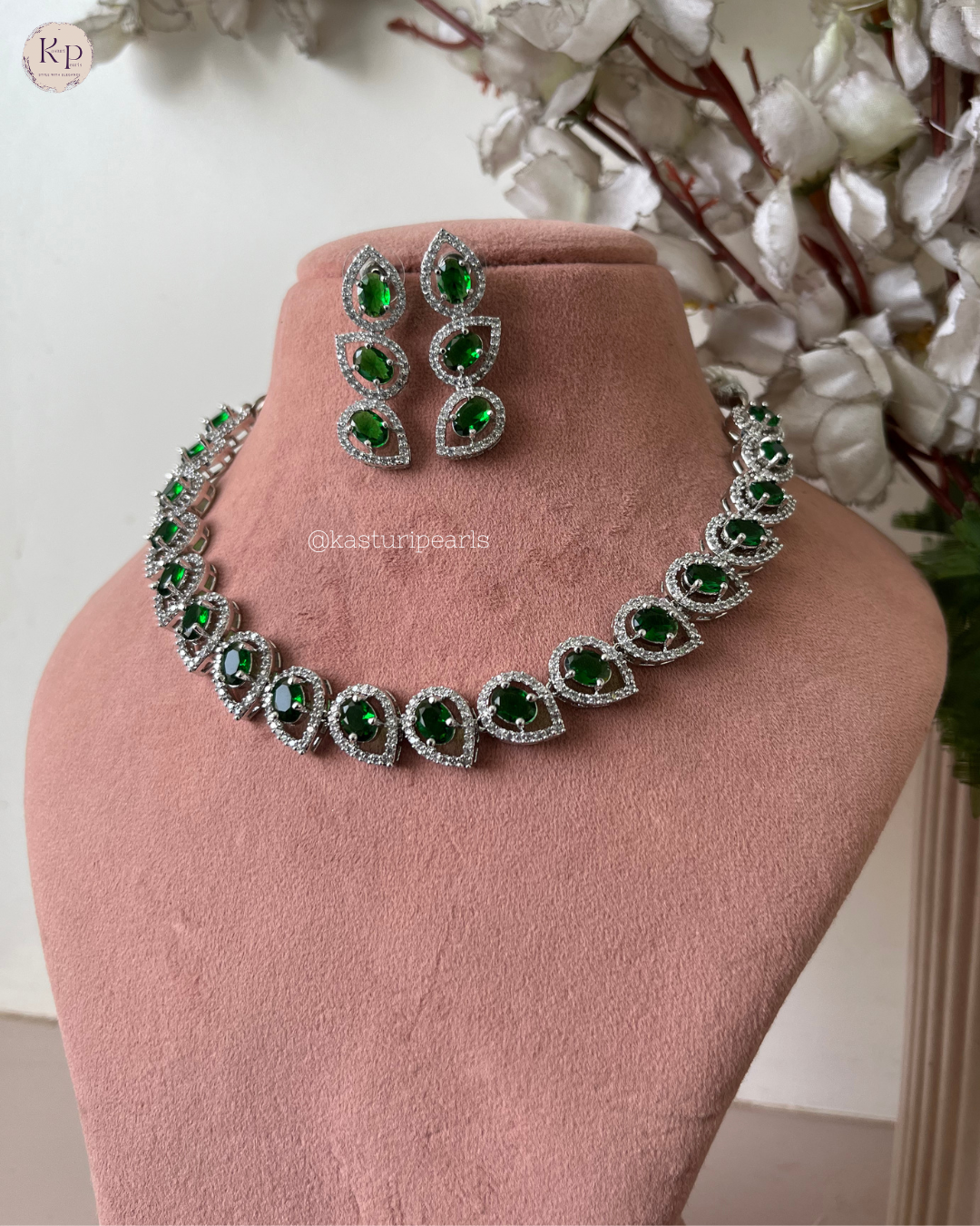 Kaveri Green American diamond Neckset