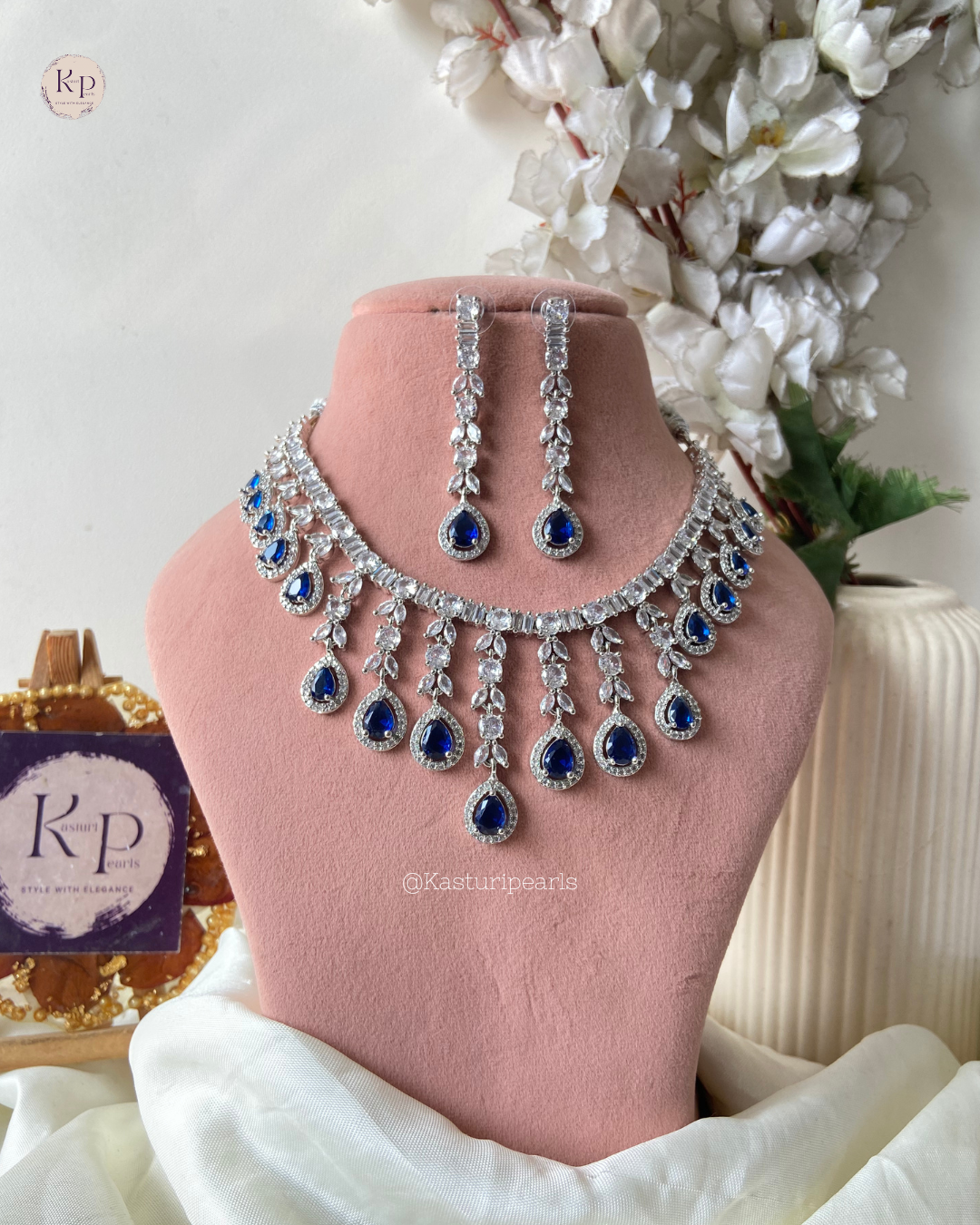 Kenita Blue AD Necklace set
