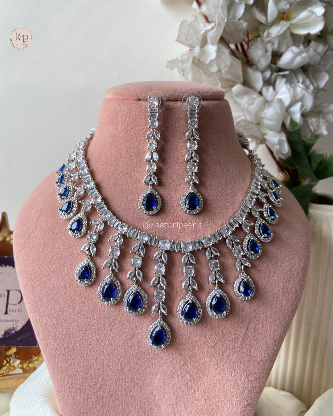 Kenita Blue AD Necklace set