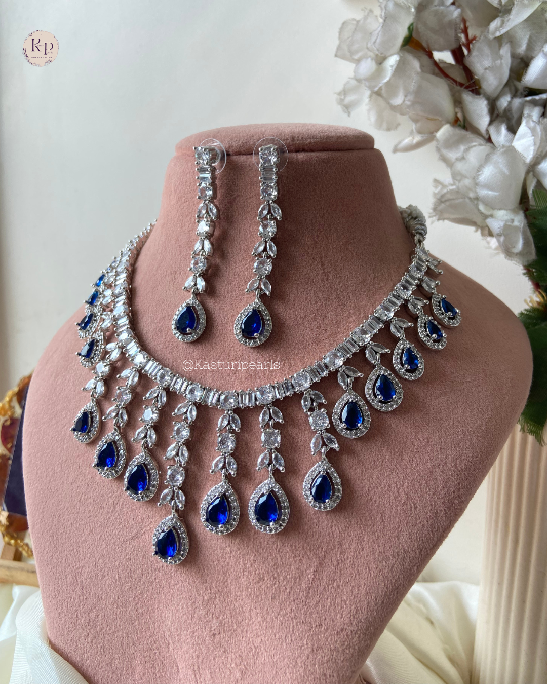 Kenita Blue AD Necklace set