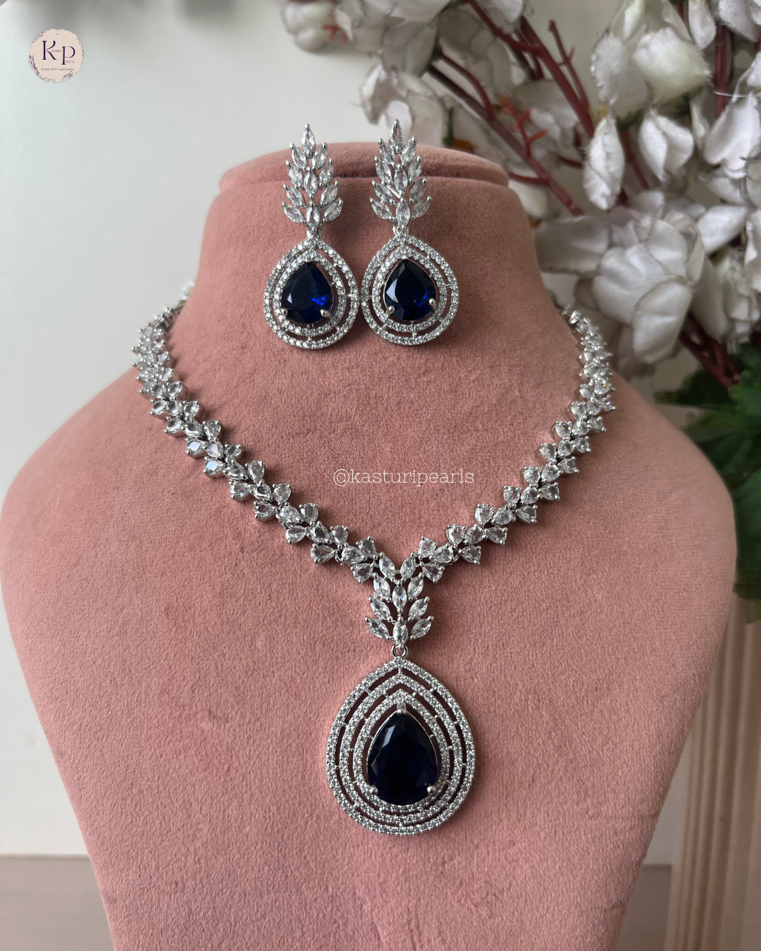 Keya Blue American Diamond Neckset