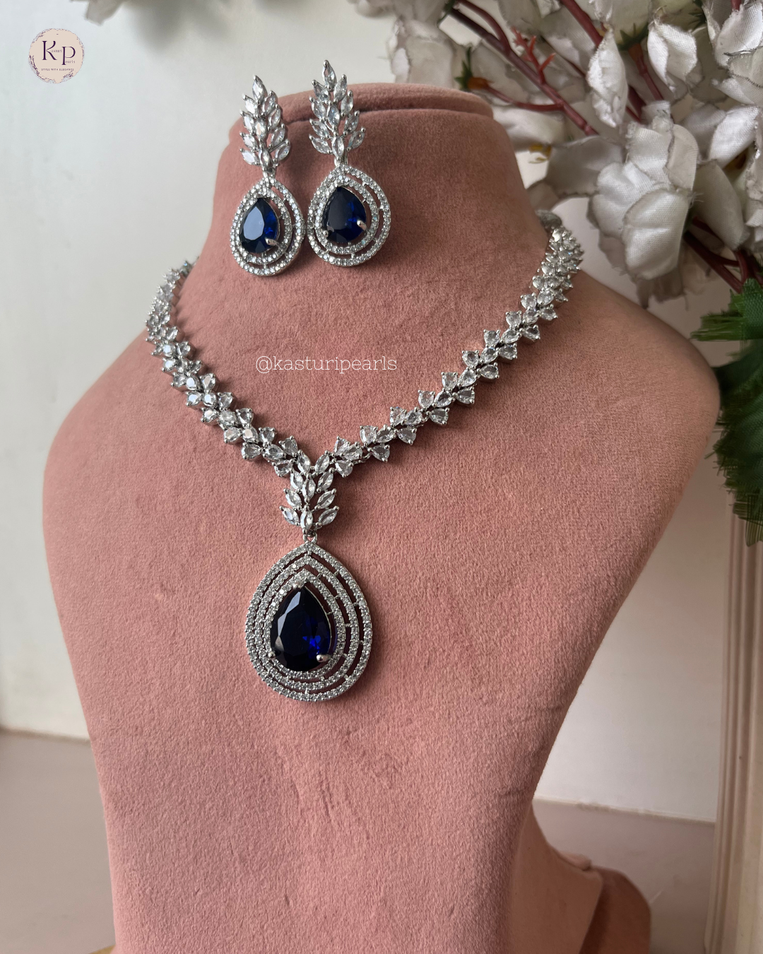 Keya Blue American Diamond Neckset