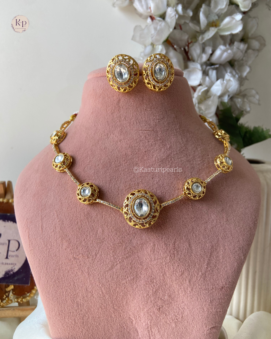 Khushali Moisannite Kundan Necklace set