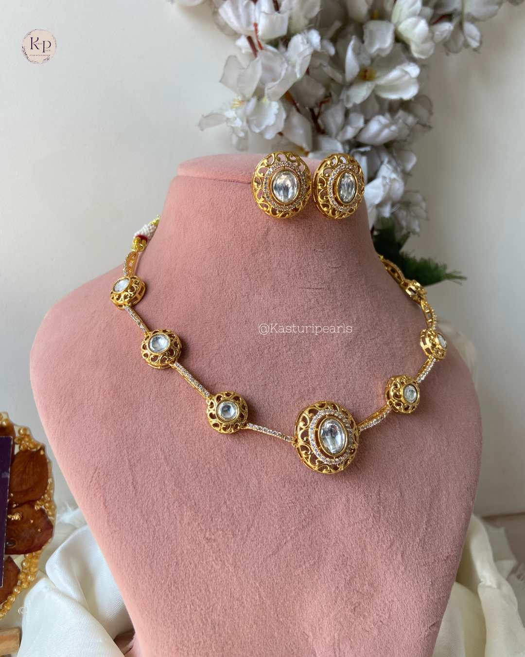 Khushali Moisannite Kundan Necklace set
