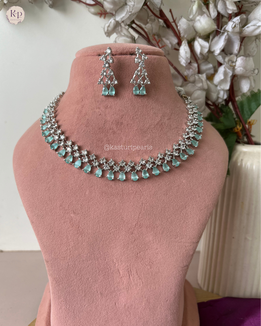 Nimisha Mint American Diamond Necklace Set